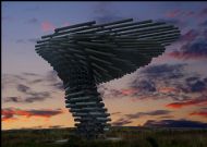 Sunset at Burnley's Singing Ringing Tree
